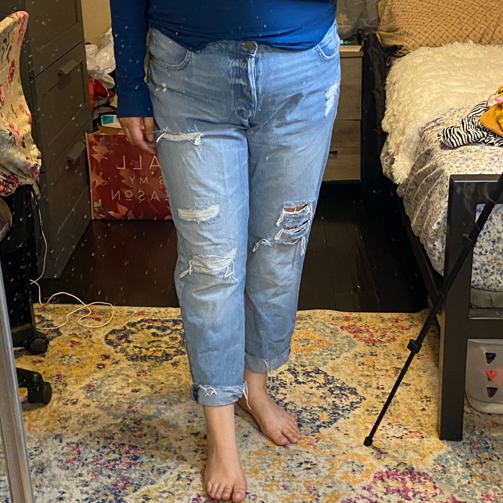 Distressed Blue Boyfriend Jeans